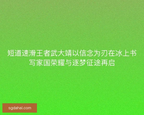 短道速滑王者武大靖以信念为刃在冰上书写家国荣耀与逐梦征途再启