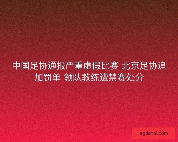 中国足协通报严重虚假比赛 北京足协追加罚单 领队教练遭禁赛处分