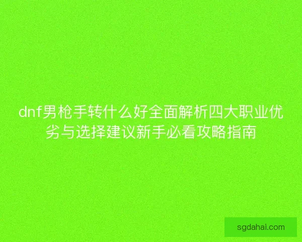 dnf男枪手转什么好全面解析四大职业优劣与选择建议新手必看攻略指南